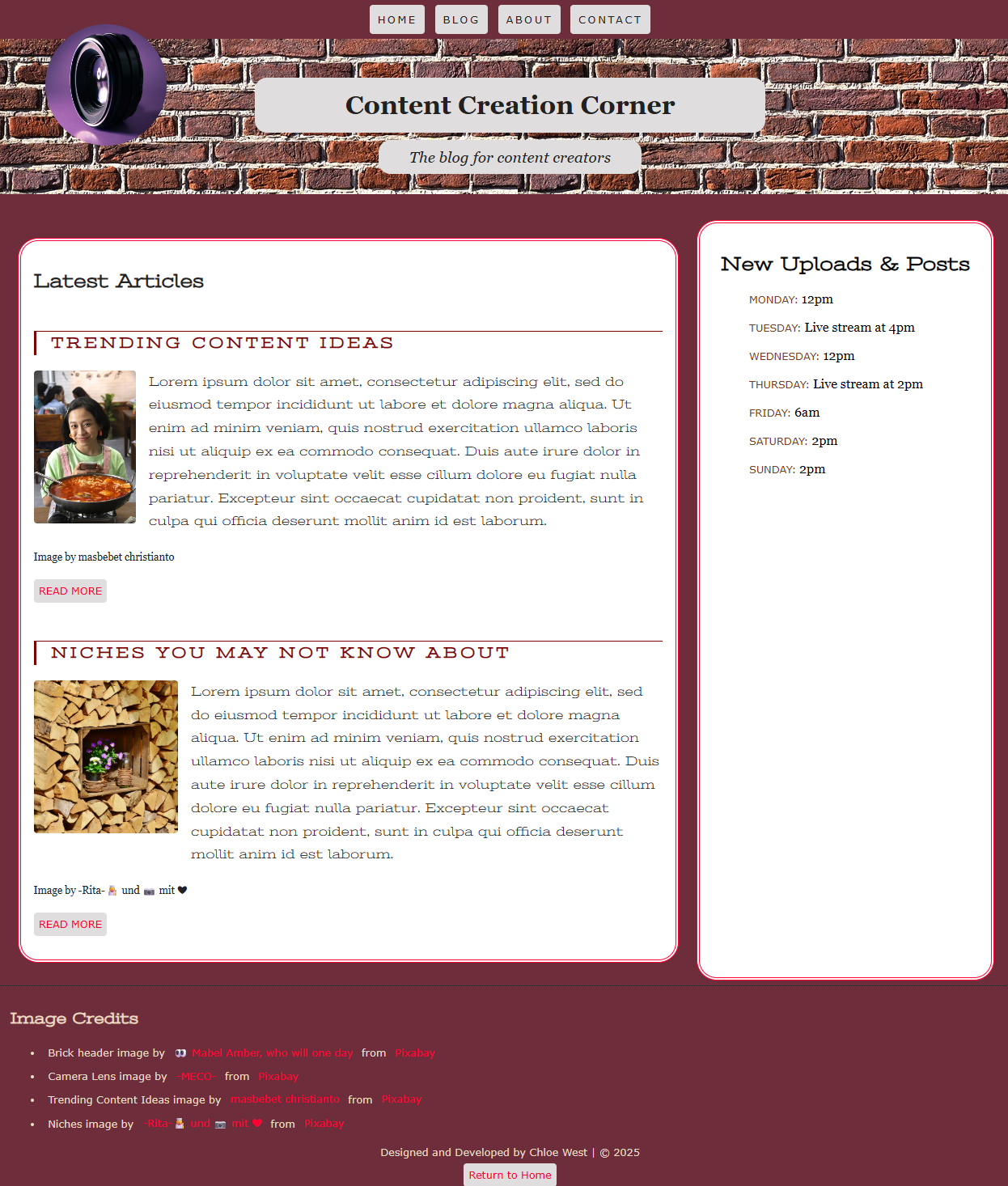Fullpage screenshot of Content Creation Corner